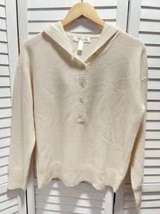 Aqua X Venus Williams 100% Cashmere Hoodie Large Ivory NWOT - Picture 1 of 4