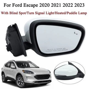 Right Side Mirror W/Blind Spot Heated Signal 9Pin White For Ford Escape 2020-23 - Picture 1 of 16