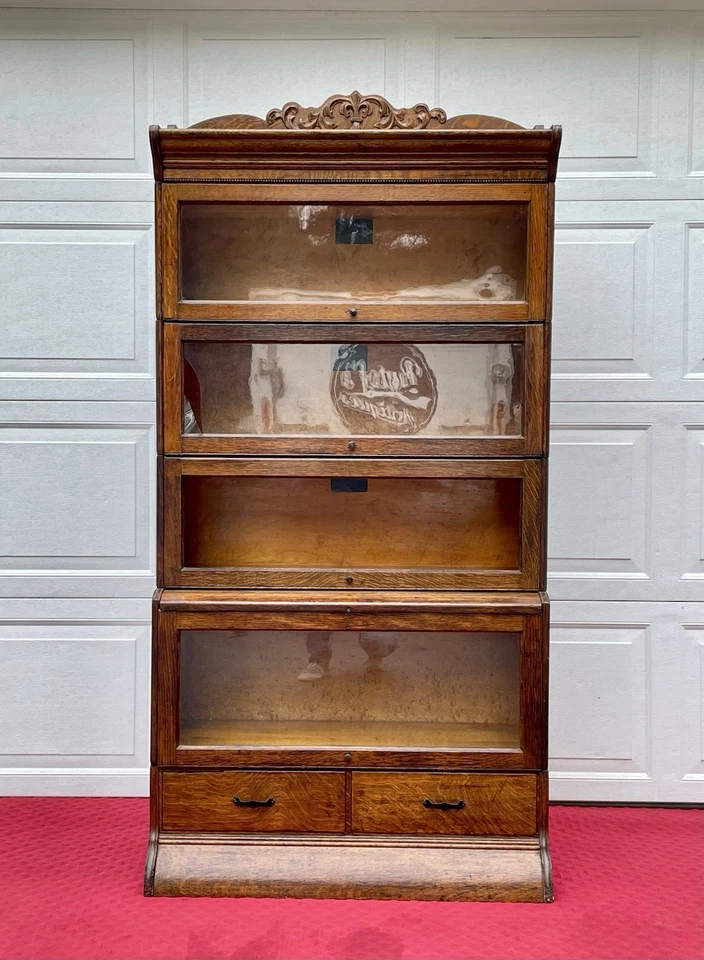 Antigua librería barrister de roble cosido cuarto de 1800 A J Wells The Hale System Foto 1 de 4