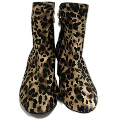 J Renee Botas Zapatos Mujer’s Talla 9M Negro Estampado Leopardo Cremallera Lateral Botellas Foto 1 de 4
