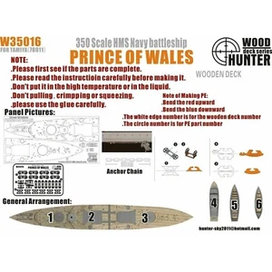 Hunter W35016 1/350 Wood Deck HMS PRINCE OF WALES FOR TAMIYA 78011 - Imagen 1 de 3