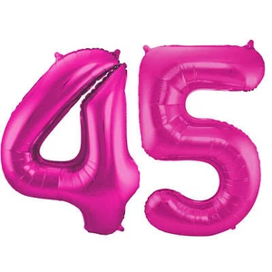 Folienballon 86 cm PINK Zahl 45 Zahlenballon Luftballon Geburtstag Helium  - Bild 1 von 4