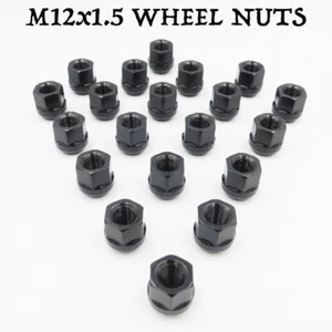 M12x1.5 Open Wheel Nuts (Black) x 20 For Daewoo Lacetti Leganza Magnus Musso - Picture 1 of 5