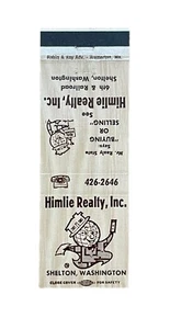 Cubierta de libro de cerillas vintage Himlie Realty Inc Shelton Washington - Imagen 1 de 1