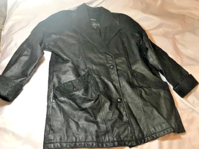 Abrigo Wilsons Lady negro de gamuza y cuero cachemir, talla M, en muy buen estado Foto 1 de 4