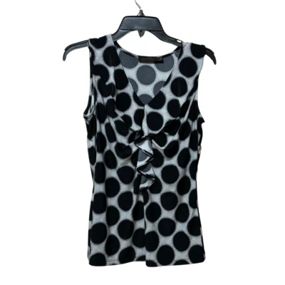 Blusa para mujer sin mangas talla grande blanco y negro a lunares The Limited Foto 1 de 4