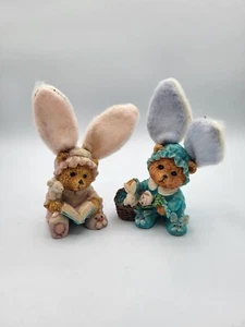 Ks Collection Rabbit Figurines Fuzzy Ears Vtg Girl Boy Easter Bunny Slippers - Picture 1 of 4
