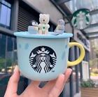 New Starbucks Ceramic Coffee Mugs and Cartoon Cute Animal Silicone Lid Mugs