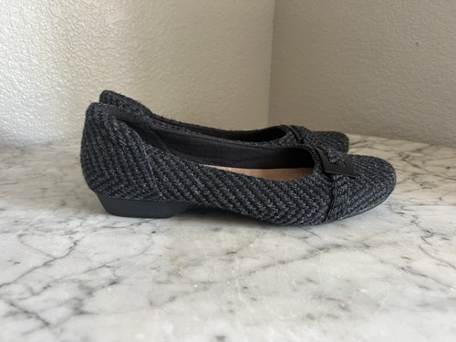 CLARKS Ballerine Clark’s Collection Blanche West taglia 8 tweed grigio fibbia nera