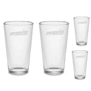 JUEGO Vasos de pub grabados con pinta personalizada de los pingüinos de Pittsburgh - Imagen 1 de 1