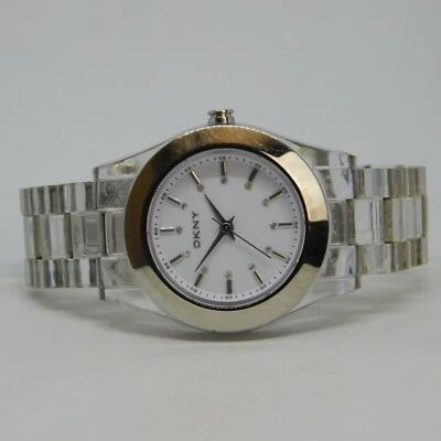 Reloj analógico de cuarzo de plástico transparente para mujer DKNY NY-8147 talla Batería Nueva 5 3/4" Foto 1 de 4