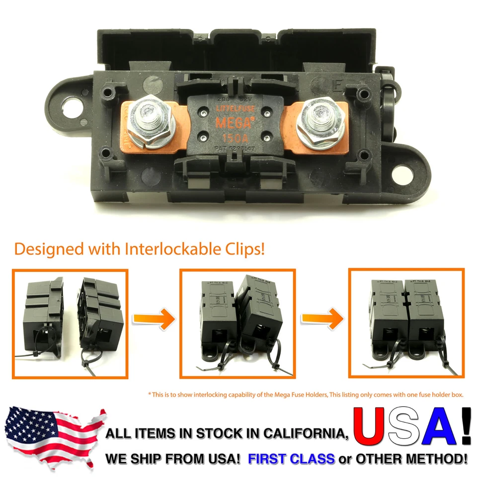 LITTLEFUSE Expandable Mega Fuse HOLDER with 150A megafuse 150 amp 32V DC Slo-Blo - Image 1 of 4