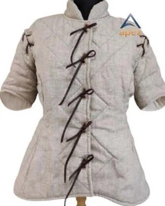 Medieval Thick Padded Gambeson | viking gambeson , short sleeve gambeson | - Picture 1 of 2