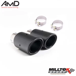 Milltek Carbon Tips 80mm - To Fit 50.8mm OD Outlets (pair of Tail Pipes) - Picture 1 of 3