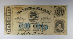 1863 Fifty Cent State of Alabama Confederate States Note -Fractional XF-AU - Picture 1 of 4