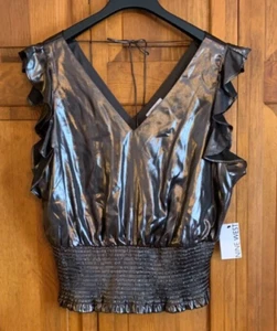 Women's NEW Nine West Sleeveless Black V-Neck Blouse - XL - Picture 1 of 5