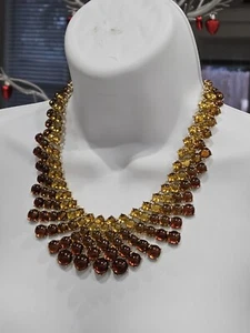 Large Banana Republic Topaz to Citrine Cabochon Bib Necklace Signed.  Retired  - Picture 1 of 6