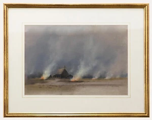 Framed 20th Century Pastel - Field Fires - Picture 1 of 7