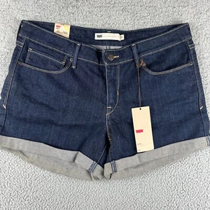 Levis Shorts Damen Größe 32 Blau Jeans Denim Dark Wash Stretch Neu mit Etikett - Bild 1 von 11