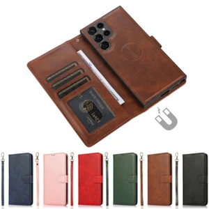 For Samsung S24 FE/S24+/S25+ Ultra Removable Leather Wallet Case Card Flip Cover - Picture 1 of 38