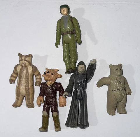 Vintage Star Wars Lot Of 5/Logray Ewok, Chief Chirpa, Emperor, Gran, Rebal Comm Cover