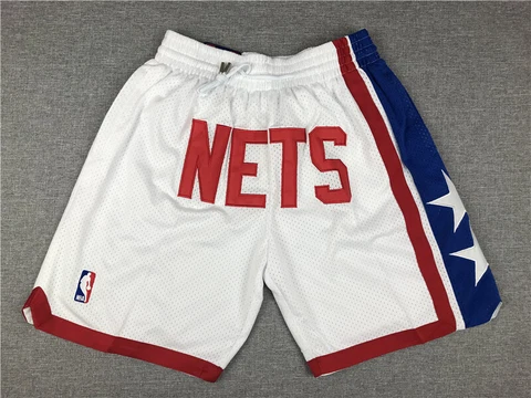 New Brooklyn Nets White Retro Men Basketball Shorts Size:S-XXL Cover