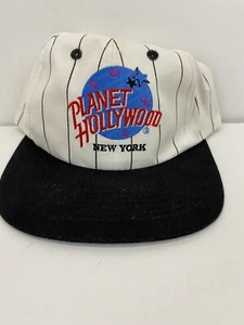 Planet Hollywood New York Snapback Mütze Vintage weiß Nadelstreifen bestickt 90er wie abgebildet - Bild 1 von 8