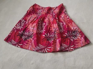 DEBENHAMS The collection Tropical print Midi Flare Skirt Cotton Cerise UK 14 - Picture 1 of 11
