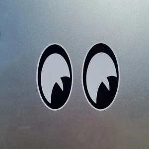 2x richtig aussehende Cartoon Google Augen Vinyl Aufkleber Aufkleber für Auto 45x82 mm je - Bild 1 von 1