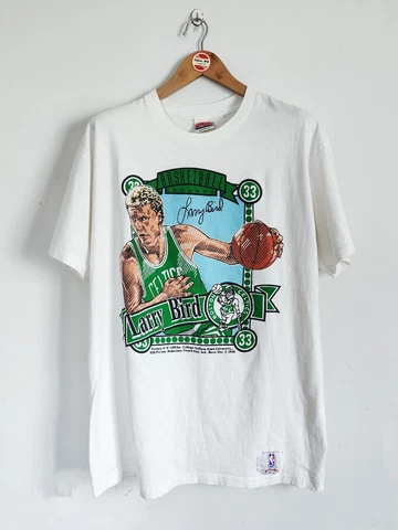 Rare Vintage Larry Bird Caricature 90's t-shirt Basketball Boston Celtics Nutmeg Cover