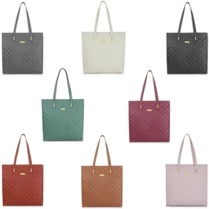 JOY & IMAN Diamond Quilted Genuine Leather Tote Bag with RFID 581910-J - Picture 1 of 13