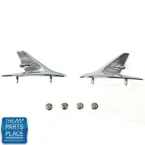 1960 Impala Fender Top Ornaments (Chrome) - Pair New - Picture 1 of 1