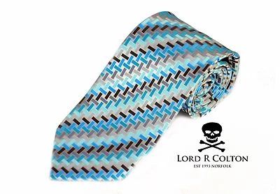 Corbata Lord R Colton Masterworks plateada y aguamarina la segunda ley $195 nueva Foto 1 de 4