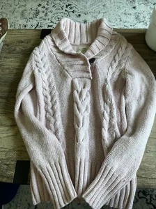 Girls H&M LOGG Label of Graded Goods Pink Cable Knit Button Neck Sweater 10-12Y - Picture 1 of 4