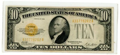 1928 $10 Gold Certificate - Woods/Mellon - Fr 2400 - Image 1 of 2