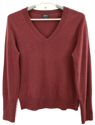 J. Suéter suéter para mujer CREW 100 % cachemir manga larga rojo ciruela oscuro talla L Foto 1 de 4