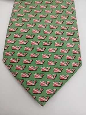 Галстук Vinyard Vines 100% шелк (3,375 дюйма x 60 дюймов) зеленый геометрический без дайверских китов - Изображение 1 из 4