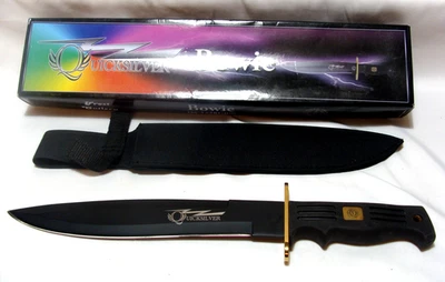 NUEVO (IMPRESCINDIBLE VER) ENORME CORTE DE ESCARCHA. CUCHILLO BOWIE SUPERVIVENCIA HOJA FIJA PLATA RÁPIDA 15" Foto 1 de 4
