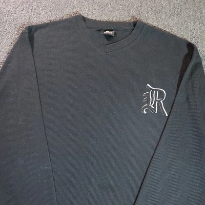 Redape Patched Hiphop y2k Waffleknit Black Thermal Sweater 3xl - Image 1 of 4