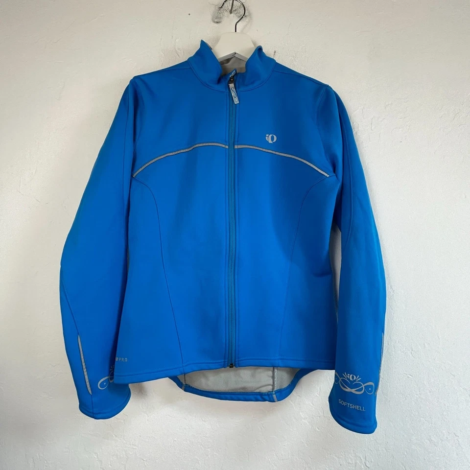 Pearl Izumi Womens Softshell Cycling Jacket Blue Full-Zip Stretch Pocket Active - Image 1 of 4