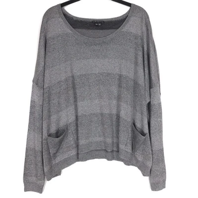 Theory WOOL Blend Women’s Pullover Sweater MEDIUM Gray Striped APRILY C LUSTROUS - Image 1 of 4