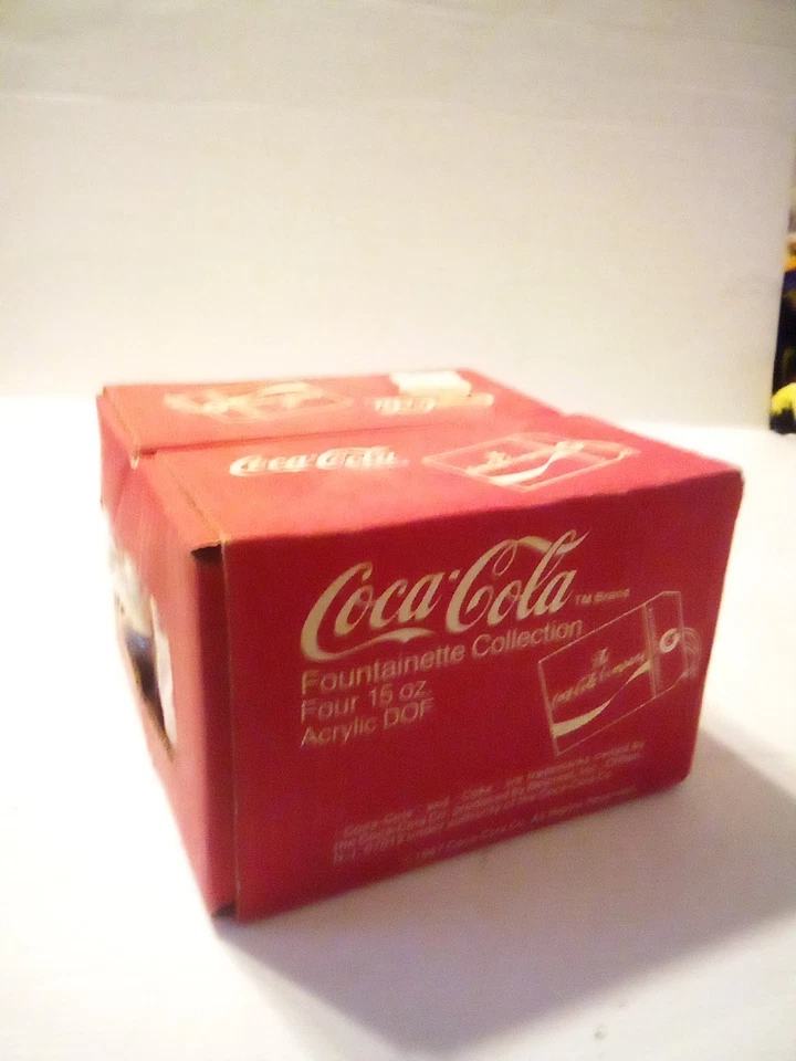 Tazas acrílicas Coca-Cola 15 oz - Juego de 4 - De colección 1987 - Sin abrir en caja Foto 1 de 4