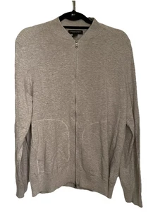Chaqueta Suéter Banana Republic Talla L Para Hombre Gris Pálido Algodón Supima Cremallera Completa - Imagen 1 de 4