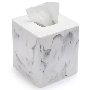 Resin Square Tissue Box Cover - Stylish Cube Tissue Box Holder with Open Bott... - Picture 1 of 7