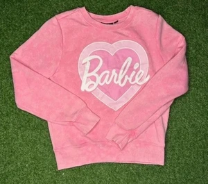 Barbie Pink Heart Logo Sweatshirt Juniors Small Crewneck Pullover Y2K Style - Picture 1 of 2