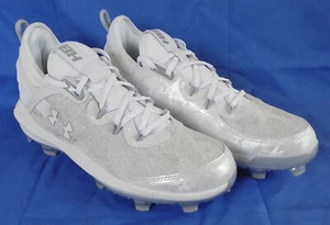 Under Armour "Harper 8 Elite TPU" Men's Baseball Cleats, Sz 8.5 White/Silver New - Picture 1 of 10