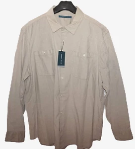Camisa Perry Ellis Manga Larga Pana XXL Piedra Doble Bolsillos Frontales Nueva con Etiquetas - Imagen 1 de 5