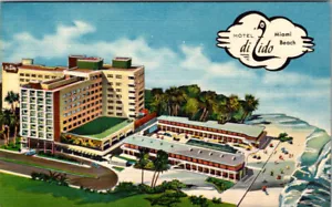 MIAMI BEACH, FLORIDA - HOTEL DILIDO - POSTAL DE LINO VINTAGE - Imagen 1 de 2