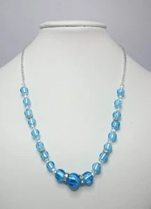 Damen Kette, Halskette "Mara" aus Glasperlen Typ Murano, Blau, handmade - Imagen 1 de 4