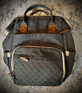 Grey Diaper Bag Backpack With Changing Station Lots Of Pockets Insulated Pocket - Picture 1 of 13